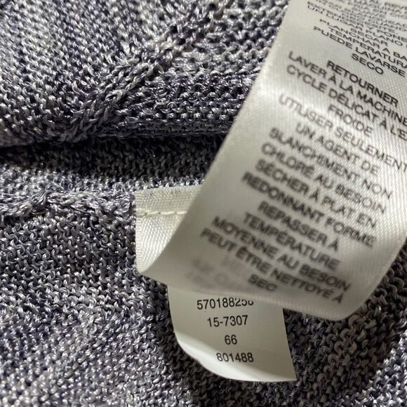 WHBM Long Tunic V-Neck Dressy Sweater‎ Flare Sleeve Metallic Silver Grey M - Picture 14 of 14